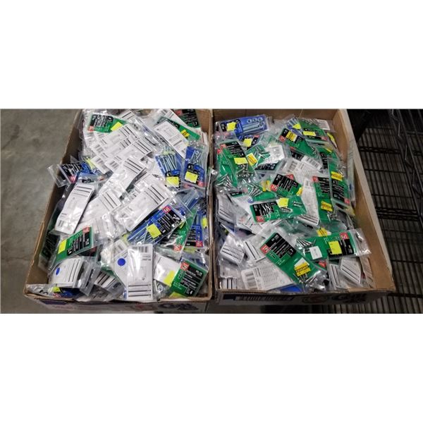 2 TRAYS OF NEW ASSORTED HARDWARE, NUTS, BOLTS, SCREWS ETC