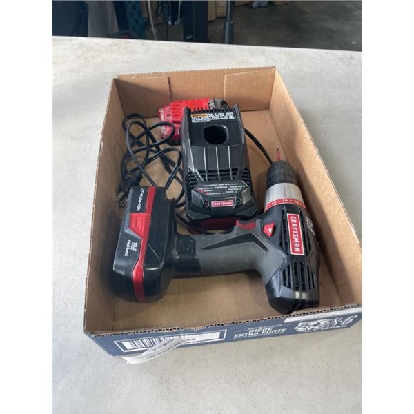 CRAFTSMAN 19 VOLT DRILL AND CHARGER, WORKING AND EXTRA LITHIUM BATTERY