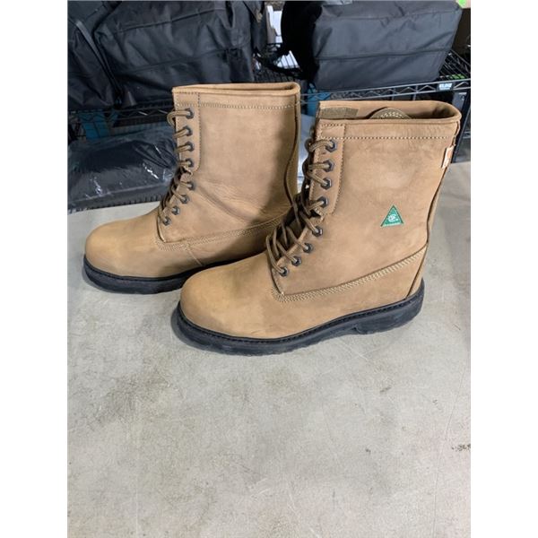 DAFFO MODE SIZE 11 STEEL TOE WORK BOOTS, DARK BROWN