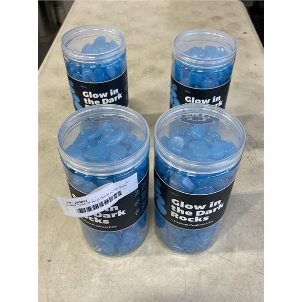 4 NEW TUBS OF BLUE GLOW IN THE DARK ROCKS