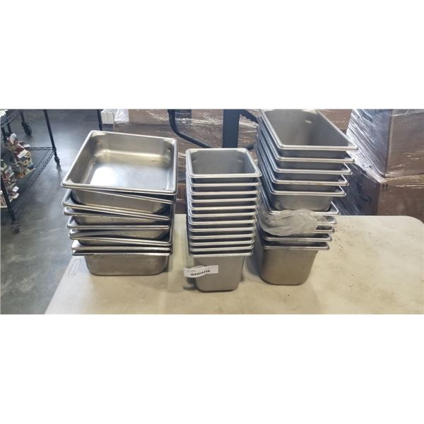 32 VOLLRATH STAINLESS SUPER PANS, ASSORTED SIZE 10X12, 6X7 AND 13X7