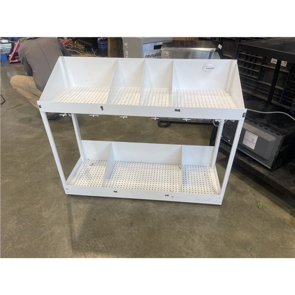 WHITE DISPLAY TABLE, 41 X 13 X 24
