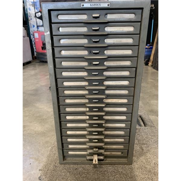 VINTAGE KARDEX MADE IN CANADA METAL ORGANIZER, 21 INCH TALL, 11 X 24