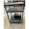Image 1 : ROLLING BLACK 3 TIER CART AND MICROWAVE