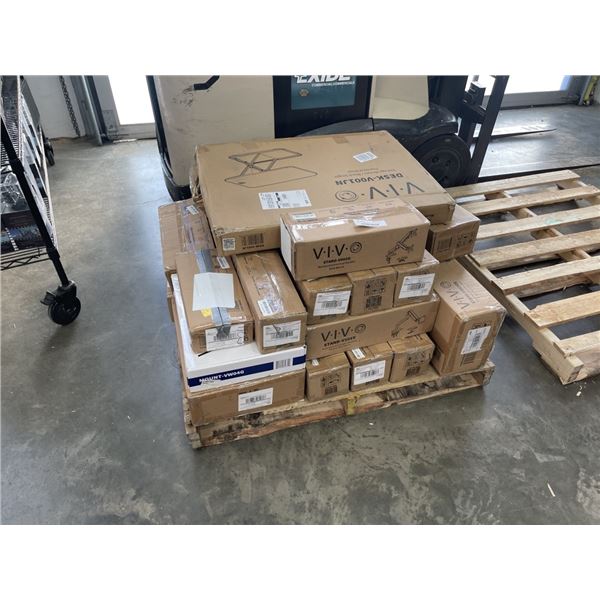 PALLET OF ASSORTED VIVO MOUNTS AND ACCESSORIES