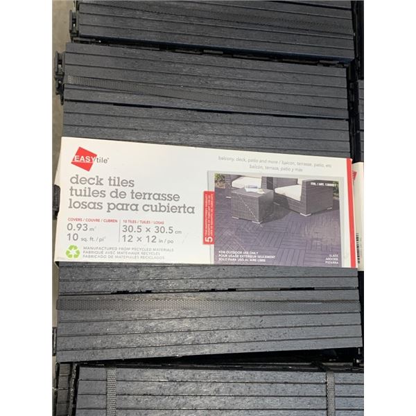 120SQFT OF NEW BLACK DECK TILES, 12 X 12 INCH, 120SQFT TOTAL, 12 BUNDLES OF 10