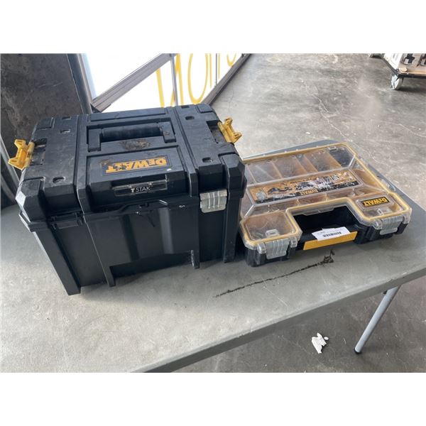DEWALT TOOL TOTE AND ORGANIZER WITH ASSORTED HARDWARE CONTENTS
