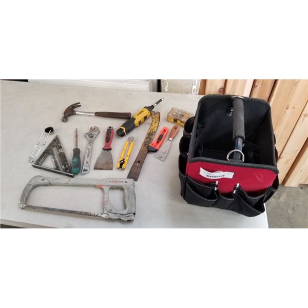 HUSKY TOOL TOTE FULL OF ASSORTED HAND TOOLS