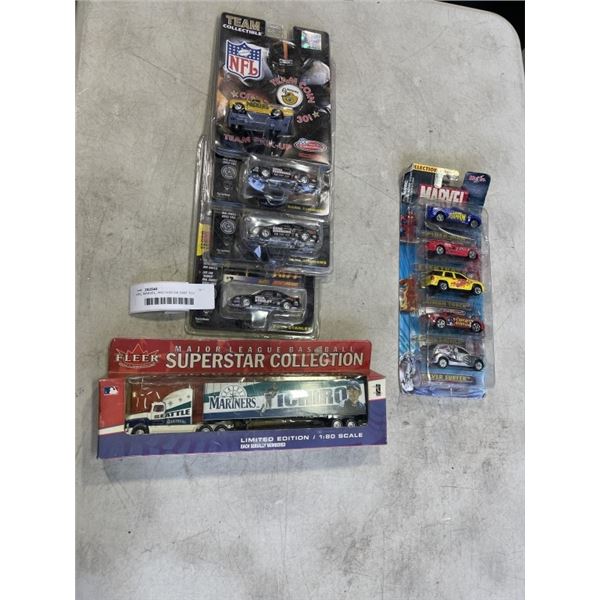 NFL, MARVEL, AND KISS DIE CAST TOY CARS