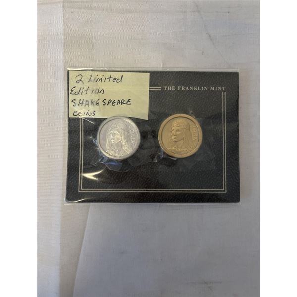 2 LIMITED EDITION SHAKESPEARE COINS (SILVER-GOLD)