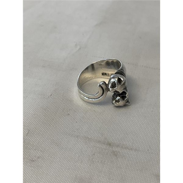 STERLING SILVER 2 CATS RING MARKED 925 RING SIZE 6.5