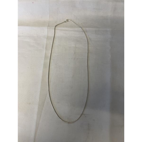 SOLID STERLING SILVER SNAKE SKIN CHAIN MARKED 925 AND MAKER MARK 19" LENGTH