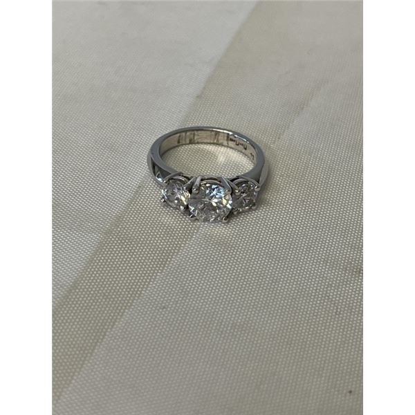 STERLING SILVER W/ 3 CZ STONES RING MARKED SS GENGEM SIZE 6