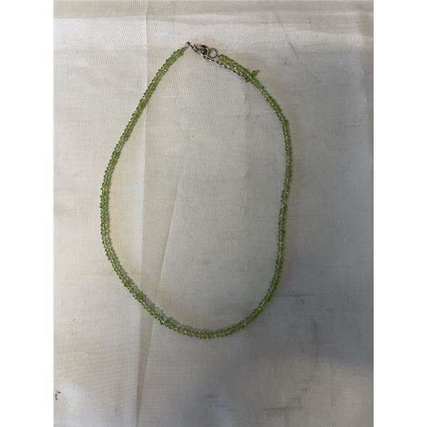 925 STERLING SILVER GENUIE CITRINE OR PERIDOT RONDELLE BEADS NECKLACE 18" LENGTH