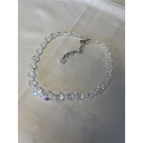 VINTAGE AURORA BOREALIS CRYSTAL BEADS NECKLACE