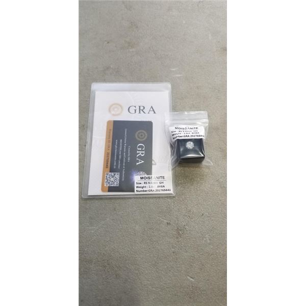 NEW 3.0 CARAT MOISSANITE LAB DIAMOND, ROUND BRILLIANT CUT, GH-VVS1, GRA REPORT, TESTS POSITIVE W/ DI