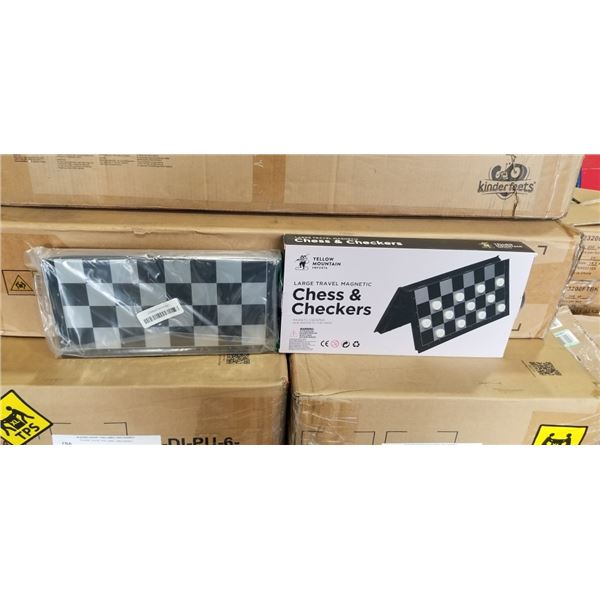 2 YELLOW MOUNTAIN CHESS AND CHECKERS SETS