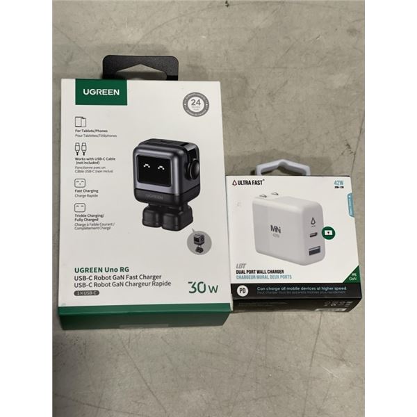 UGREEN UNO RG USB-C ROBOT GAN FAST CHARGER AND ULTRA FAST DUAL PORT WALL CHARGER