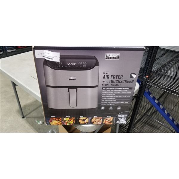 BELLA PRO 5.7L TOUCHSCREEN AIR FRYER - TESTED WORKING, RETAIL $219