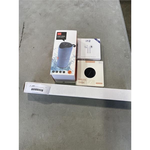 UV DISINFECTANT LIGHT, BLUETOOTH SPEAKER, WIRELESS EARBUDS, AND CHARGE PAD