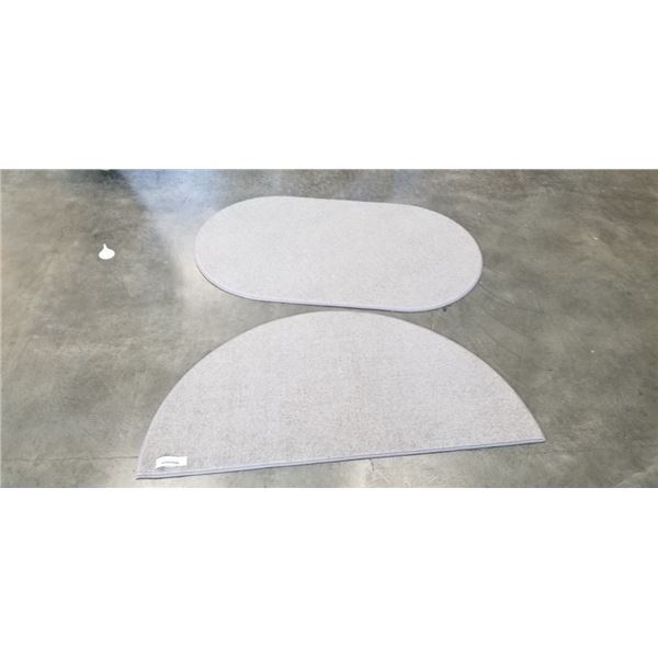 AS NEW 48 INCH DOOR MATT AND OVAL CARPET SET