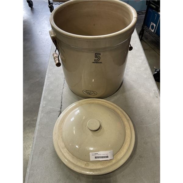 LARGE NO. 5 IMPERIAL LIDDED CROCK APPROX 16IN TALL