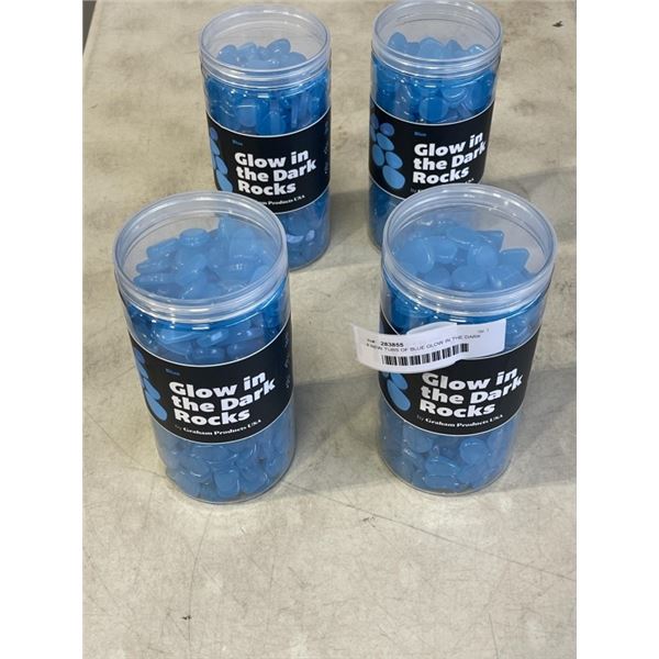 4 NEW TUBS OF BLUE GLOW IN THE DARK ROCKS