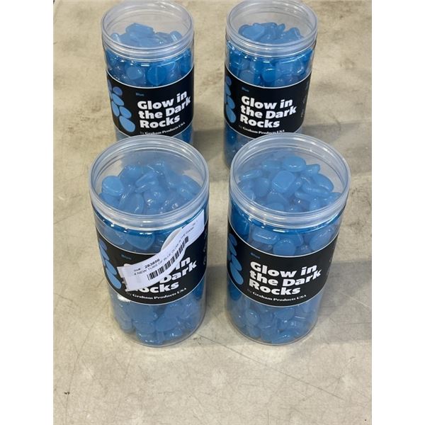 4 NEW TUBS OF BLUE GLOW IN THE DARK ROCKS