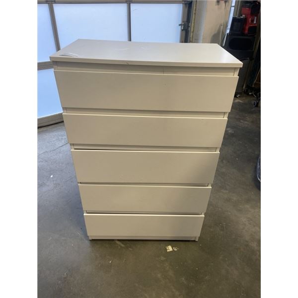 WHITE 5 DRAWER HIGHBOY DRESSER