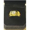 Image 2 : NEW 14K GOLD PLATED 1.0CT SIMULATED DIAMOND (CZ) MANS RING, RESIZEABLE