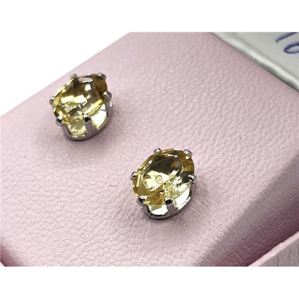 STERLING SILVER NATURAL CITRINE QUARTZ (3.5CT) EARRINGS, RETAIL $450.00. CITRINE IS THE BIRTHSTONE F