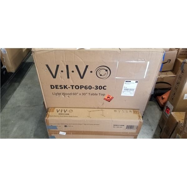 VIVO LIGHT WOOD 60 X 30 ELECTRIC SIT TO STAND DESK WITH BLACK ELECTRIC DUAL MOTOR DESK FRAME