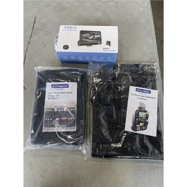 2 NEW BACK SEAT CAR ORGANIZERS AND VIDEO CAR DVR