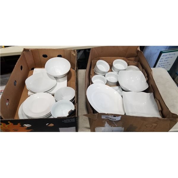 2 BOXES OF WHITE DISHES