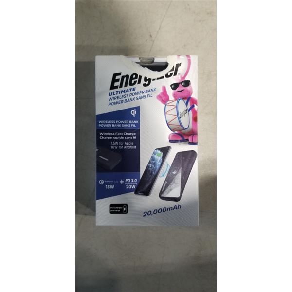 ENERGIZER ULTIMATE WIRLEESS POWER BANK, 20,000MAH