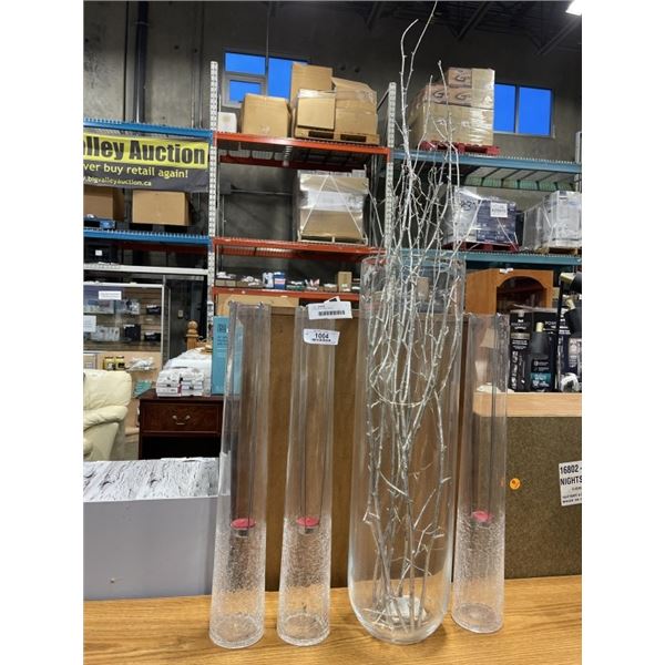 4 GLASS FLOOR VASES