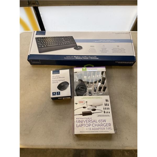 RETRACT UNIVERSAL CHARGER WITH KEYBOARD AND ELECTRONIC ACCESSORIES