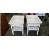 Image 1 : 2 WHITE WICKER SIDE TABLES