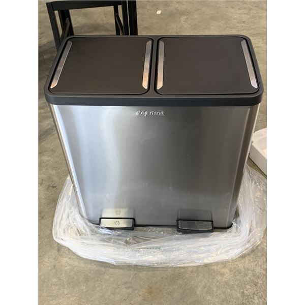 NEW STEP N SORT 70L 2 BIN STAINLESS GARBAGE CAN