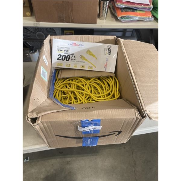 NEW INDOOR OUTDOOR HEAVY DUTY 3 WIRE LIGHTED 200FT EXTENSION CORD, 16AWG, YELLOW