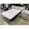Image 3 : GREY FABRIC PULL OUT SLEEPER SOFA WITH ROLLING OTTOMAN