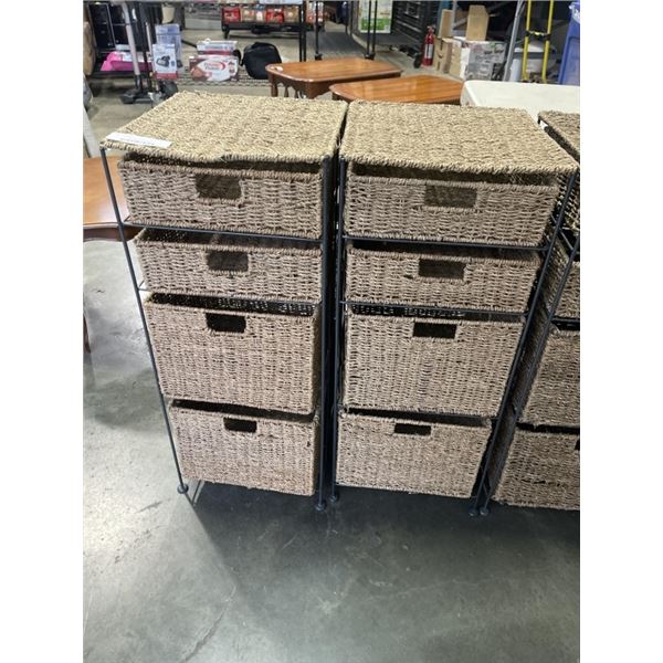 2 WICKER 4 DRAWER ORGANIZERS