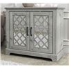 Image 1 : NEW GALANO MILLICENT 2 DOOR ACCENT CABINET DUSTY GREY OAK, WITH MIRRORED DOORS