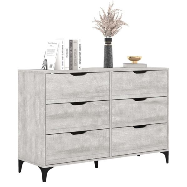 NEW GALANO LILAY DUSTY GREY OAK 6 DRAWER DRESSER