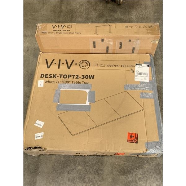 VIVO WHITE 71X30 ELECTRIC SIT TO STAND DESK WITH WHITE ELECTRIC SINGLE MOTOR DESK FRAME