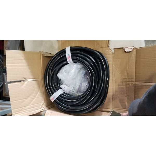 NEW TRIPLE PLUG INDOOR OUTDOOR HEAVY DUTY 3 WIRE LIGHTED 75FT EXTENSION CORD, 12AWG, BLACK