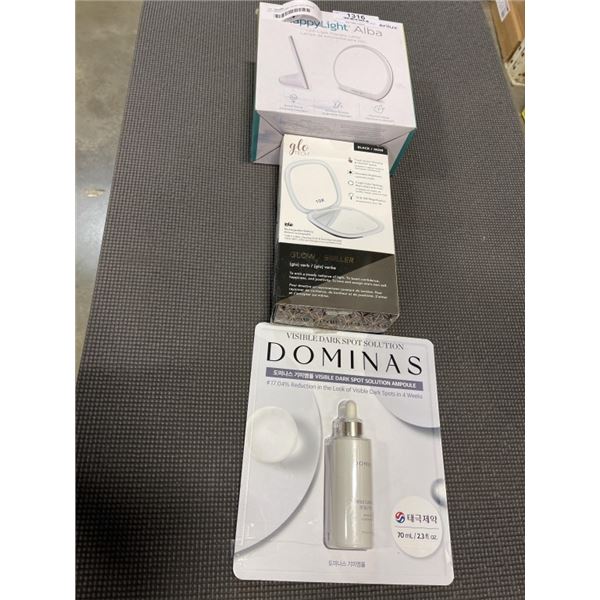 LED THERAPY LAMP, GLOW TECH MIRROR, AND DOMINAS DARKS POT SOLUTION