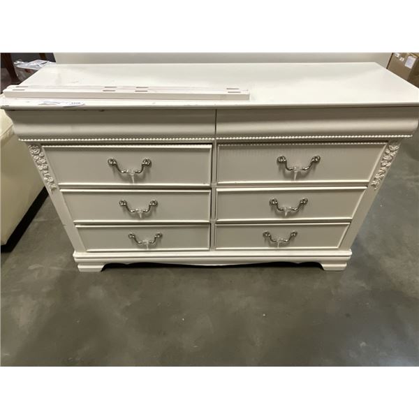WHITE 6 DRAWER DRESSER WITH MIRROR