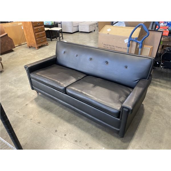 MCM BLACK LEATHER PULL OUT SLEEPER SOFA