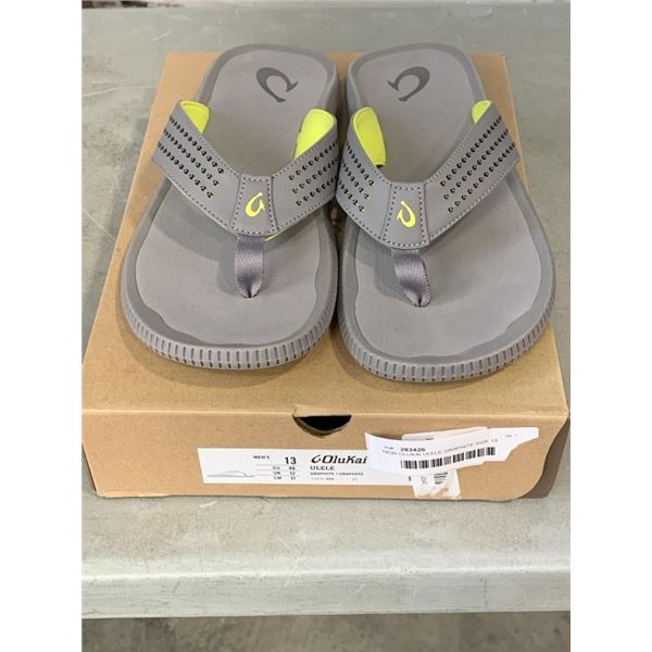 NEW OLUKAI ULELE GRAPHITE SIZE 13 MENS SANDALS